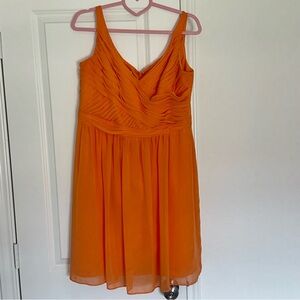 Davids Bridal 14 Orange ALine Chiffon Tulle Bridesmaid Wedding Mini Summer Dress